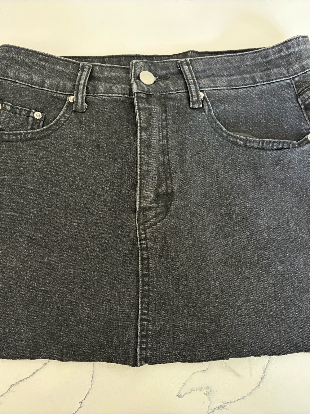 SHEIN Black Wash Denim Mini Skirt